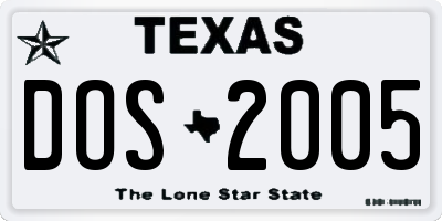 TX license plate DOS2005