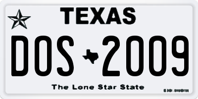 TX license plate DOS2009