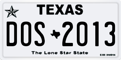 TX license plate DOS2013