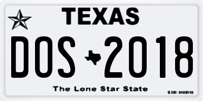 TX license plate DOS2018