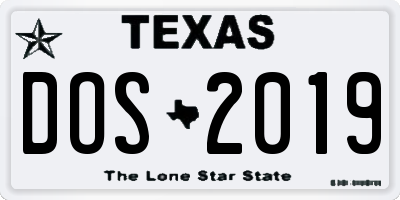TX license plate DOS2019