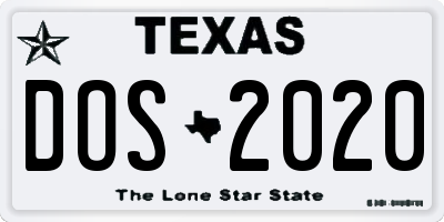 TX license plate DOS2020