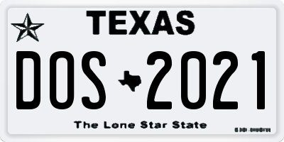 TX license plate DOS2021