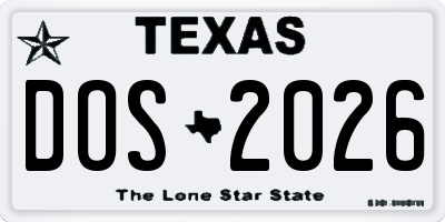 TX license plate DOS2026