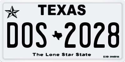 TX license plate DOS2028