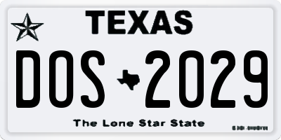 TX license plate DOS2029