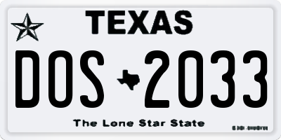 TX license plate DOS2033