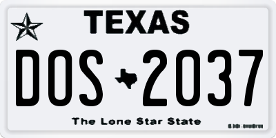 TX license plate DOS2037