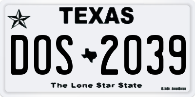 TX license plate DOS2039