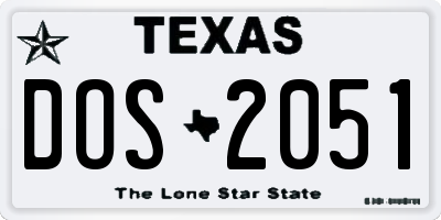 TX license plate DOS2051