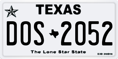 TX license plate DOS2052