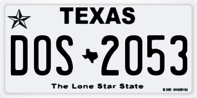 TX license plate DOS2053