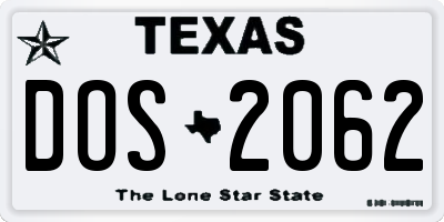 TX license plate DOS2062