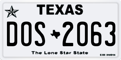 TX license plate DOS2063