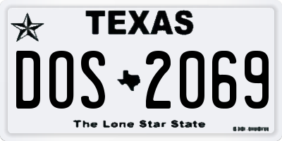 TX license plate DOS2069