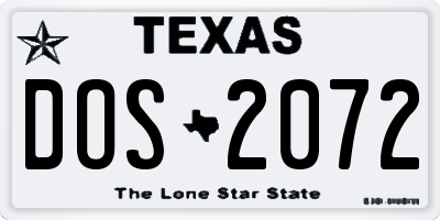 TX license plate DOS2072