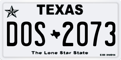 TX license plate DOS2073