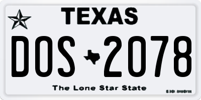 TX license plate DOS2078