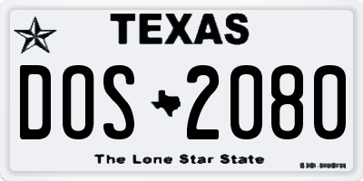 TX license plate DOS2080