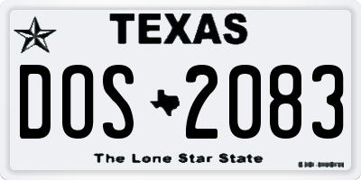 TX license plate DOS2083