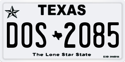 TX license plate DOS2085