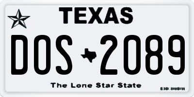 TX license plate DOS2089