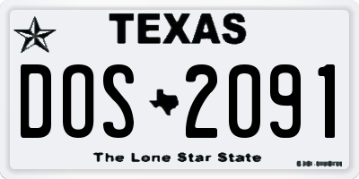 TX license plate DOS2091