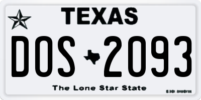 TX license plate DOS2093