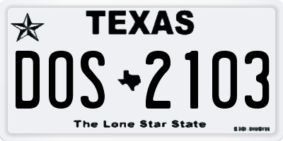 TX license plate DOS2103