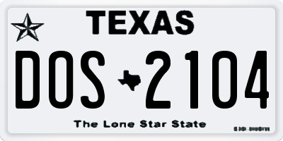 TX license plate DOS2104