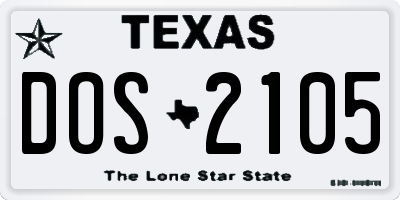 TX license plate DOS2105