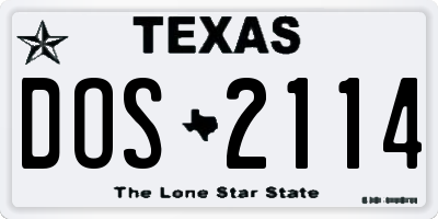 TX license plate DOS2114