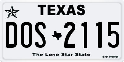 TX license plate DOS2115