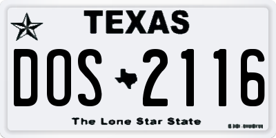 TX license plate DOS2116