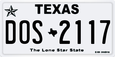 TX license plate DOS2117
