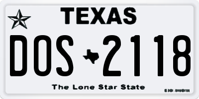TX license plate DOS2118