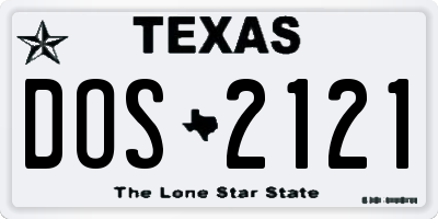 TX license plate DOS2121