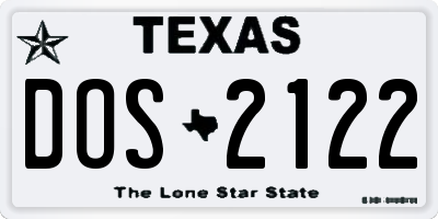 TX license plate DOS2122