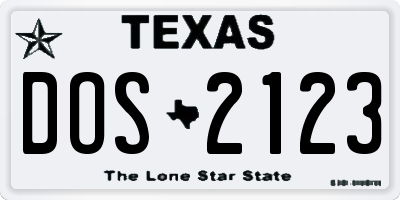TX license plate DOS2123