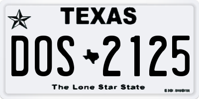 TX license plate DOS2125