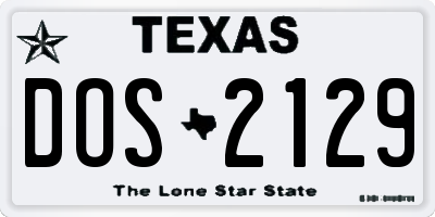 TX license plate DOS2129
