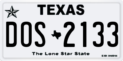 TX license plate DOS2133