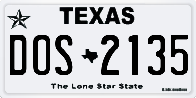 TX license plate DOS2135