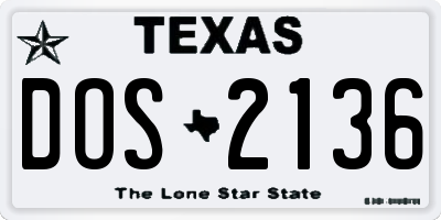 TX license plate DOS2136