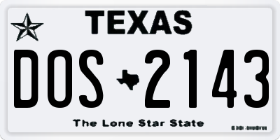 TX license plate DOS2143