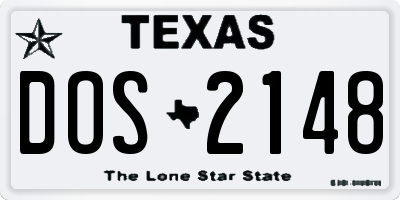 TX license plate DOS2148