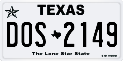TX license plate DOS2149