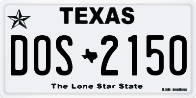 TX license plate DOS2150