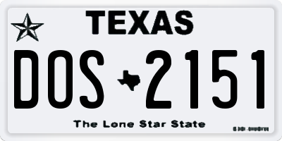 TX license plate DOS2151