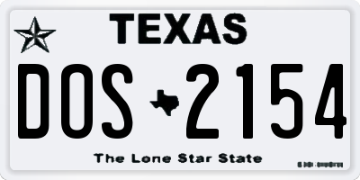 TX license plate DOS2154
